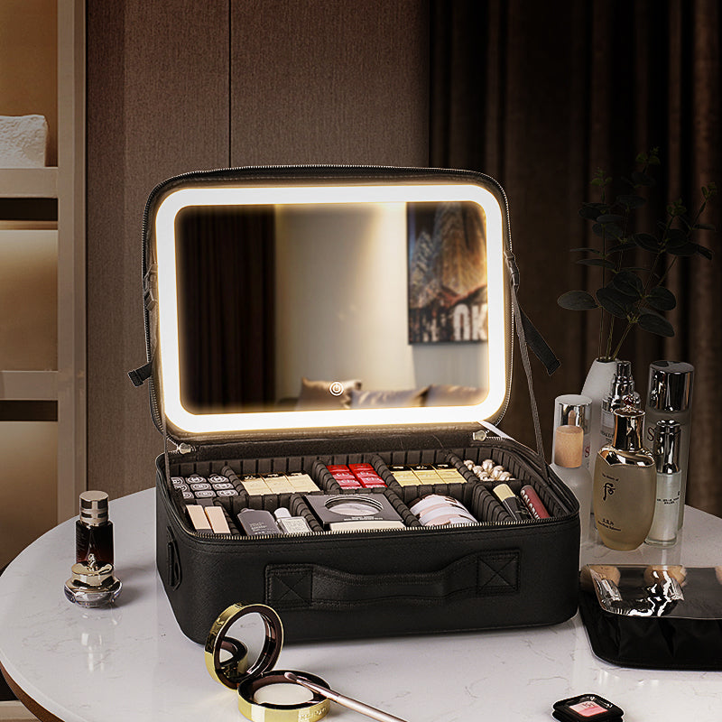 Lunelle Travel Makeup Bag with LED Mirror