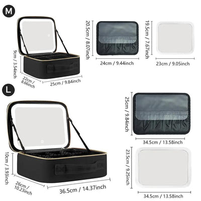 Lunelle Large Travel Makeup Bag with LED Mirror