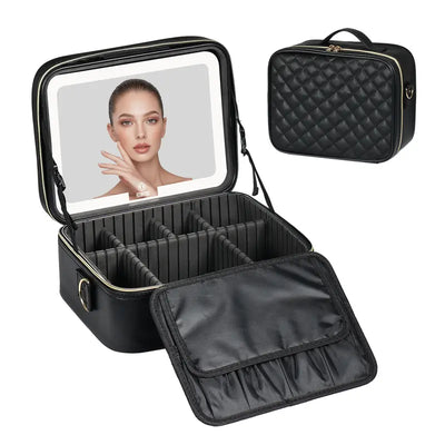 Lunelle Large Travel Makeup Bag with LED Mirror