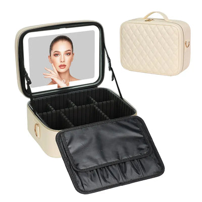 Lunelle Large Travel Makeup Bag with LED Mirror