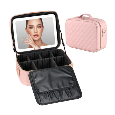 Lunelle Large Travel Makeup Bag with LED Mirror