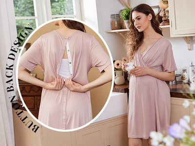 Lunelle Short Sleeve V-Neck Maternity Nursing Dress | Postpartum & Pregnancy Use (S-XXL)