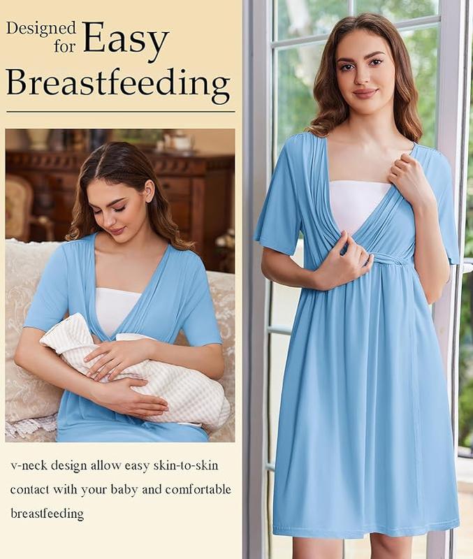 Lunelle Short Sleeve V-Neck Maternity Nursing Dress | Postpartum & Pregnancy Use (S-XXL)